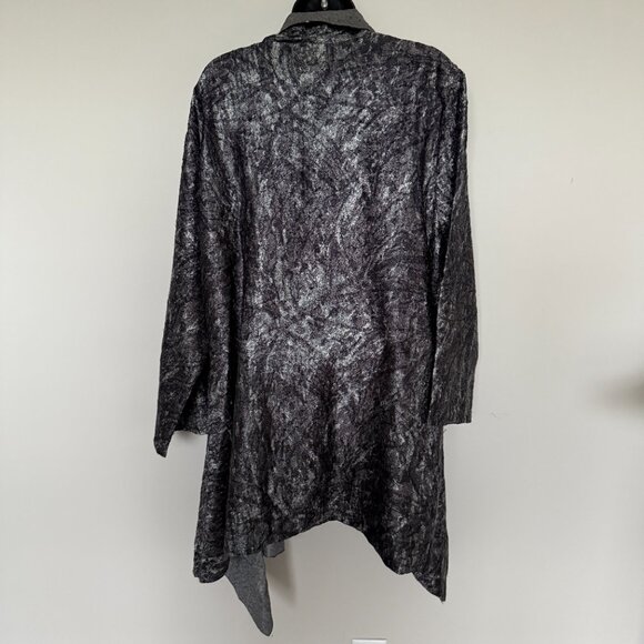 Coldwater Creek Womens Pewter Crinkle Jacket Plus Size 2X Open Blazer Stretchy - Picture 7 of 7